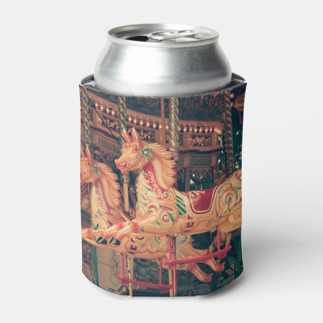 Vintage Fairground Carousel Horses Can Cooler (Can Front)