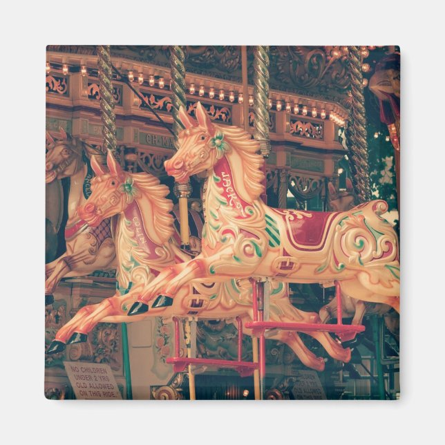 Vintage Fairground Carousel Horses Magnet (Front)