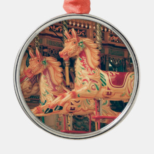 Vintage Fairground Carousel Horses Metal Ornament