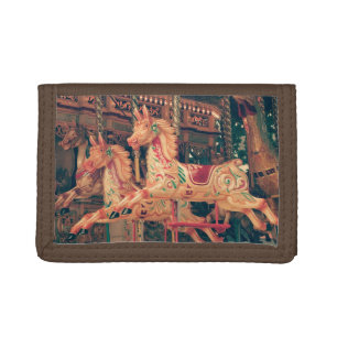 Vintage Fairground Carousel Horses Tri-fold Wallet
