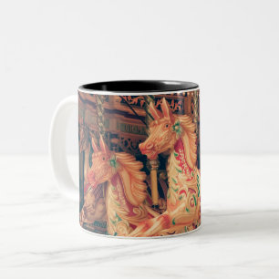 Vintage Fairground Carousel Horses Two-Tone Coffee Mug