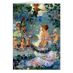 Vintage - Fairies Adorn a Beautiful Woman, Cards