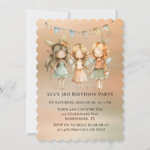 Vintage Fairies And Friends Girl Birthday Party Invitation