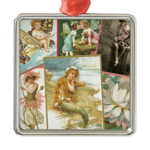 Vintage Fairies and Mermaids Metal Ornament