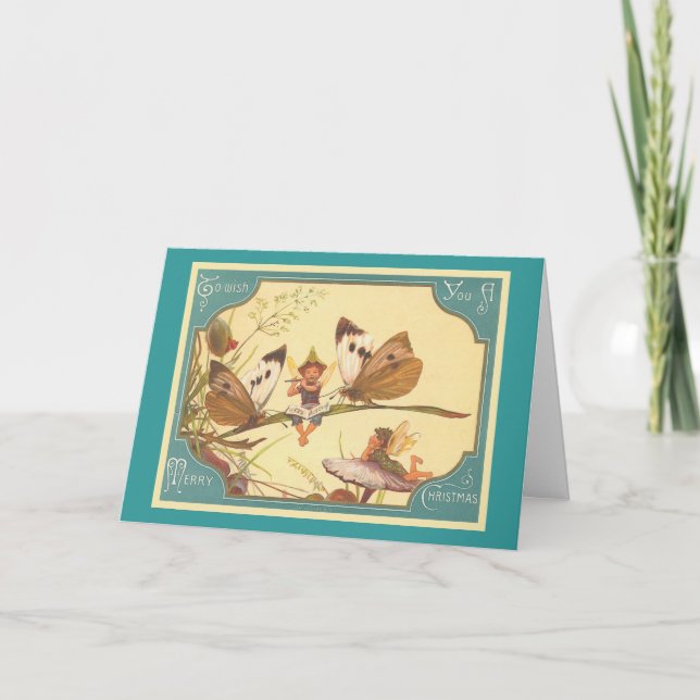 "Vintage Fairies Christmas Card" Holiday Card (Front)