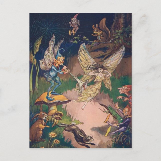 Vintage - Fairies & Elves in a Night Garden, Postcard (Front)