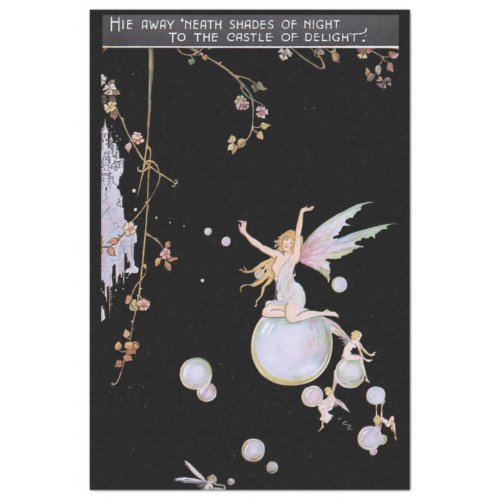 Vintage Fairies on Bubbles  Fantasy Castle Tissue Paper