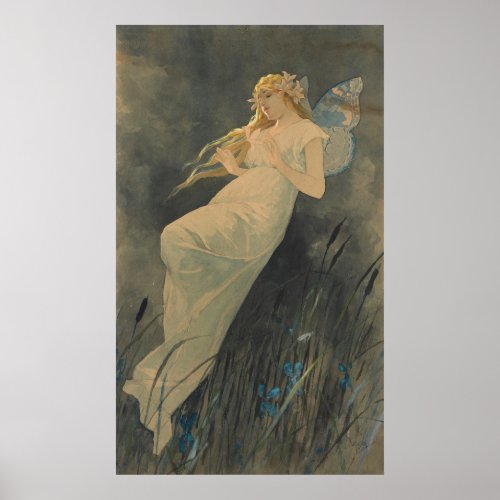 Vintage Fairy Art Nouveau Print Retro Poster