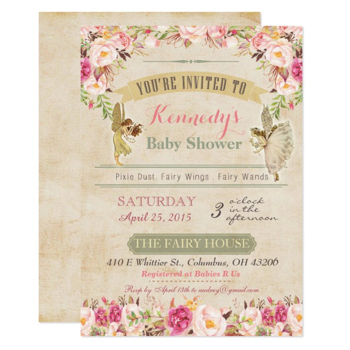 Vintage Fairy Baby Shower Invitation Zazzle Com