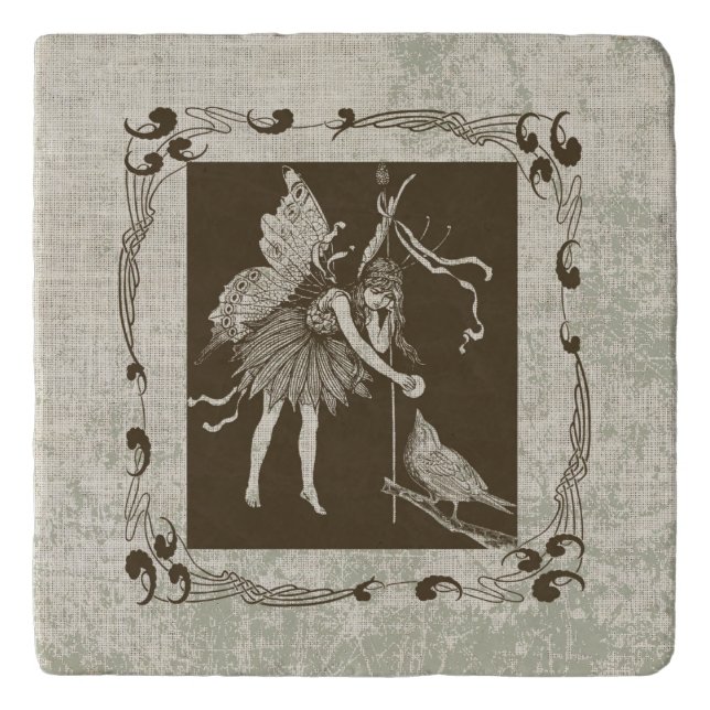 Vintage Fairy & Bird   Trivet (Front)