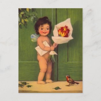 Vintage Fairy Birthday Postcard by golden_oldies at Zazzle