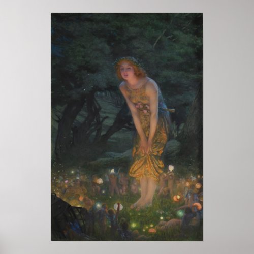 Vintage Fairy Circle Midsummer Eve Retro Poster