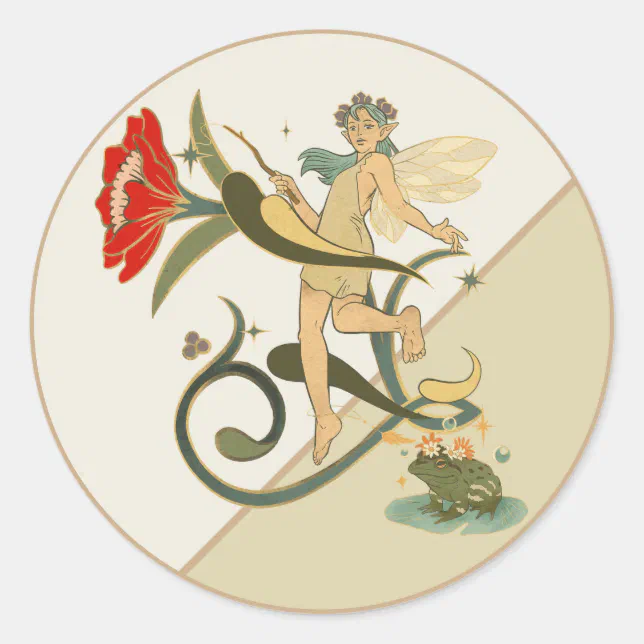 Vintage Fairy Classic Round Sticker | Zazzle