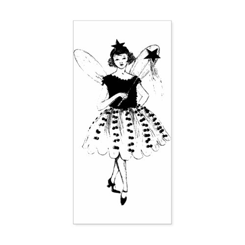 Vintage Fairy Girl Magic Wand Rubber Stamp