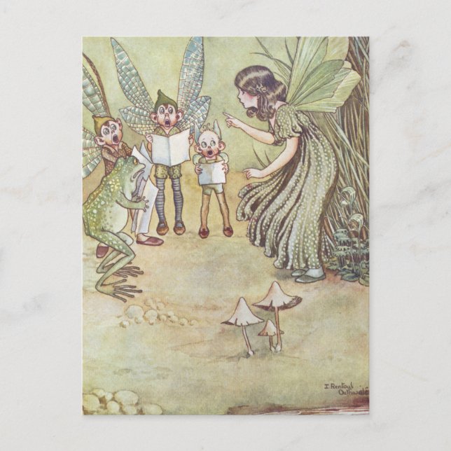 Vintage Fairy Illustration, Retro Postcard (Front)