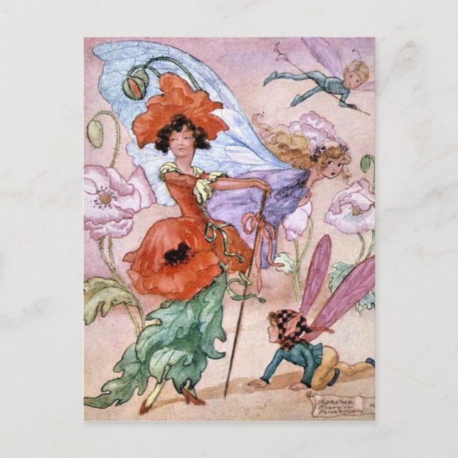Vintage - Fairy in Fashionable Pose, Postcard (Front)