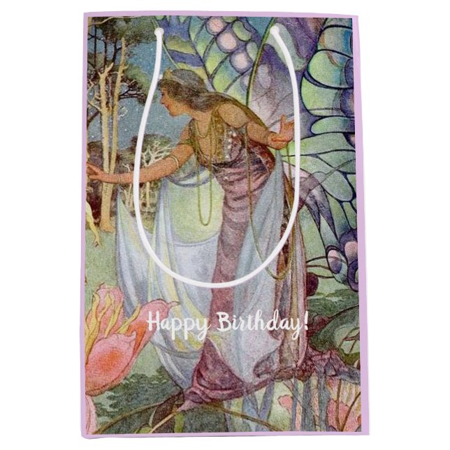 Vintage Fairy  Medium Gift Bag (Front)