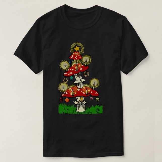 Vintage Fairy Mushroom Christmas Tree 1 T-Shirt (Design Front)
