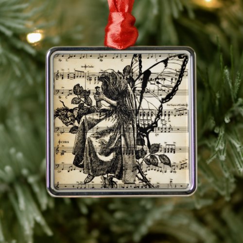 Vintage Fairy &amp; Music Metal Ornament