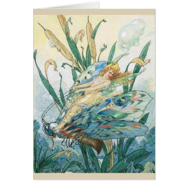 Vintage - Fairy Riding a Butterfly - Cards (Front)