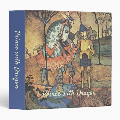 Vintage Fairy Tale A Brave Knight and Dragon 3 Ring Binder