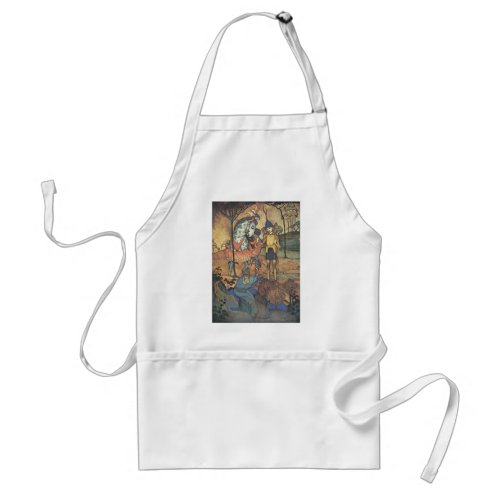 Vintage Fairy Tale A Brave Knight and Dragon Adult Apron