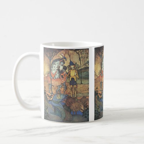 Vintage Fairy Tale A Brave Knight and Dragon Coffee Mug