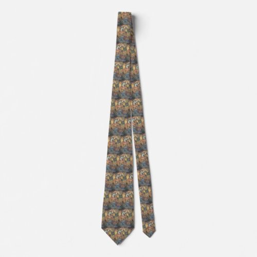 Vintage Fairy Tale A Brave Knight and Dragon Neck Tie
