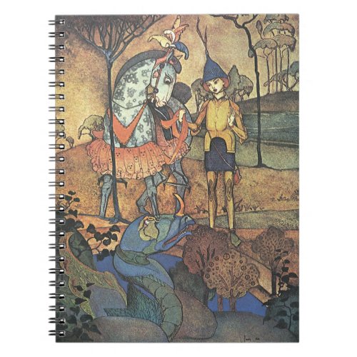 Vintage Fairy Tale A Brave Knight and Dragon Notebook