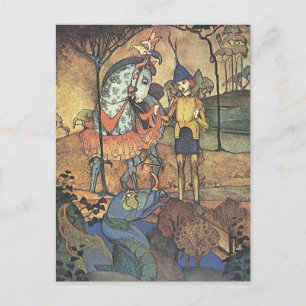 Vintage Fairy Tale, A Brave Knight and Dragon Postcard