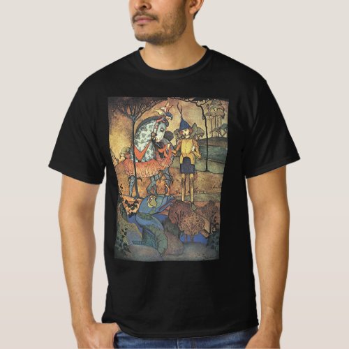 Vintage Fairy Tale A Brave Knight and Dragon T_Shirt