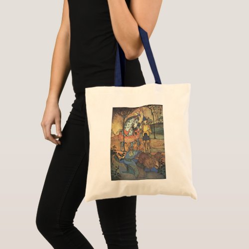 Vintage Fairy Tale A Brave Knight and Dragon Tote Bag