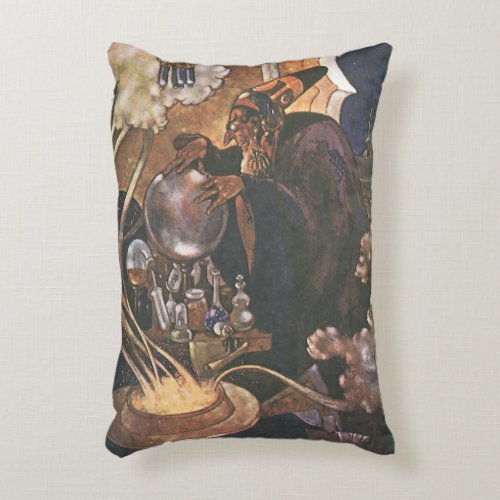 Vintage Fairy Tale Aladdin and the Magic Lamp Accent Pillow