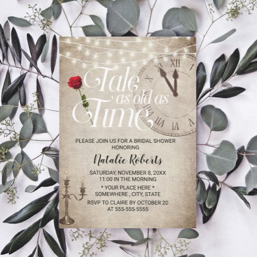 Vintage Fairy Tale as Old as Time Bridal Shower Invitation