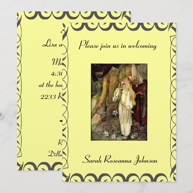 Vintage Fairy Tale baby shower invitation (Front/Back)