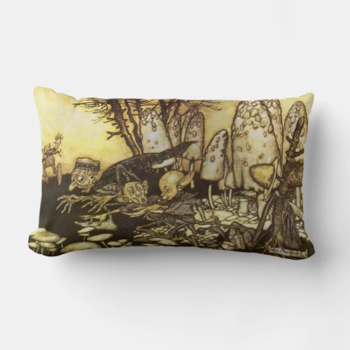 Vintage Fairy Tale Band of Workmen by Rackham Lumbar Pillow