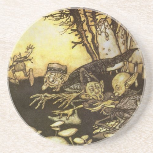 Vintage Fairy Tale Band of Workmen by Rackham Sandstone Coaster