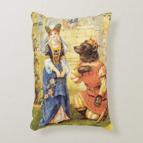 Vintage Fairy Tale Beauty and the Beast Accent Pillow