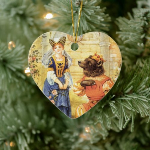 Vintage Fairy Tale Beauty and the Beast Ceramic Ornament