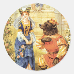 Vintage Fairy Tale, Beauty and the Beast Classic Round Sticker