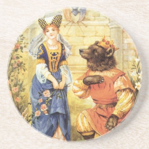 Vintage Fairy Tale Beauty and the Beast Coaster