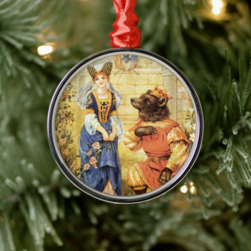 Vintage Fairy Tale Beauty and the Beast Metal Ornament