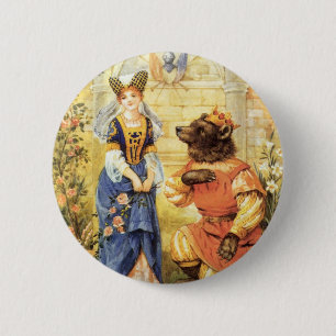 Vintage Fairy Tale, Beauty and the Beast Pinback Button