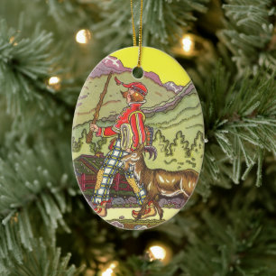 Vintage Fairy Tale, Boy and the North Wind, Hauman Ceramic Ornament