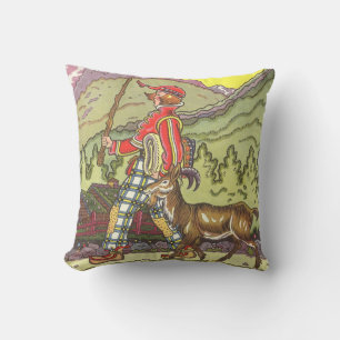 Vintage Fairy Tale, Boy and the North Wind, Hauman Throw Pillow