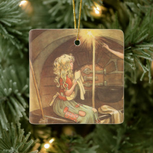 Vintage Fairy Tale, Cinderella and Fairy Godmother Ceramic Ornament