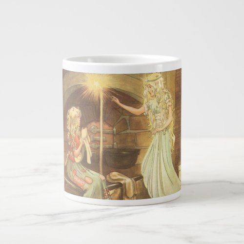 Vintage Fairy Tale Cinderella and Fairy Godmother Giant Coffee Mug