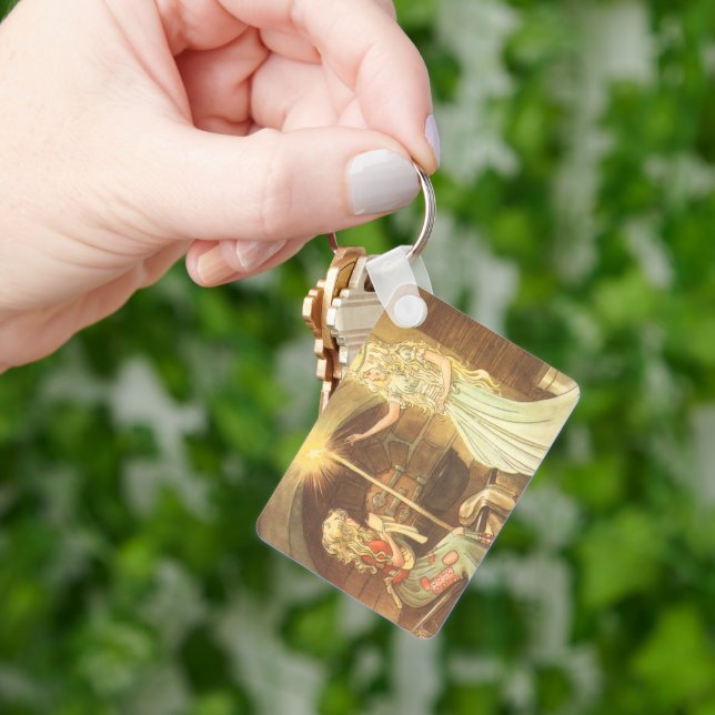 Vintage Fairy Tale, Cinderella and Fairy Godmother Keychain (Hand)