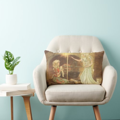 Vintage Fairy Tale Cinderella and Fairy Godmother Lumbar Pillow