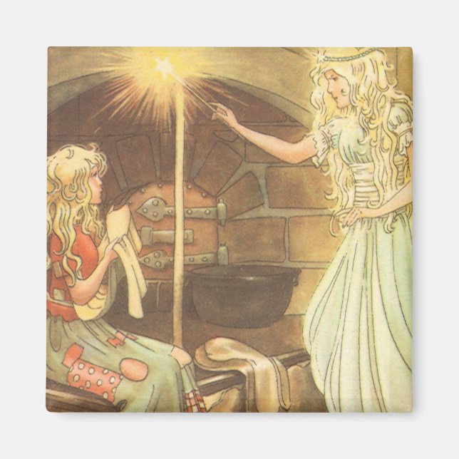 Vintage Fairy Tale, Cinderella and Fairy Godmother Magnet (Front)